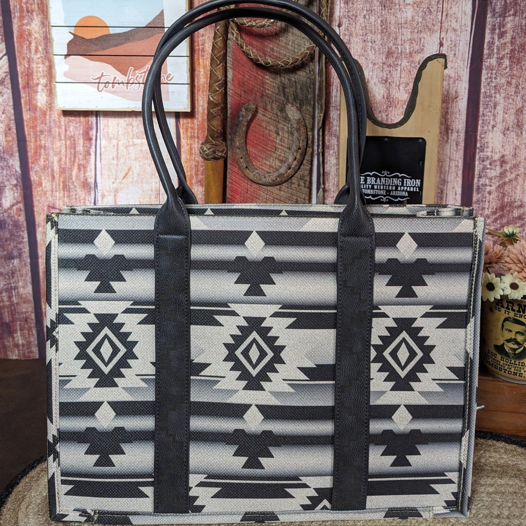Wrangler Southwestern Pattern Dual Sided Canvas Tote WG2203A-8116 Back View