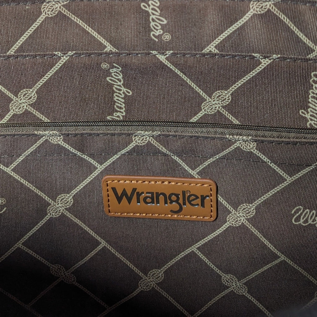 Wrangler Southwestern Pattern Dual Sided Canvas Tote WG2203A-8116 Detailed Inside View