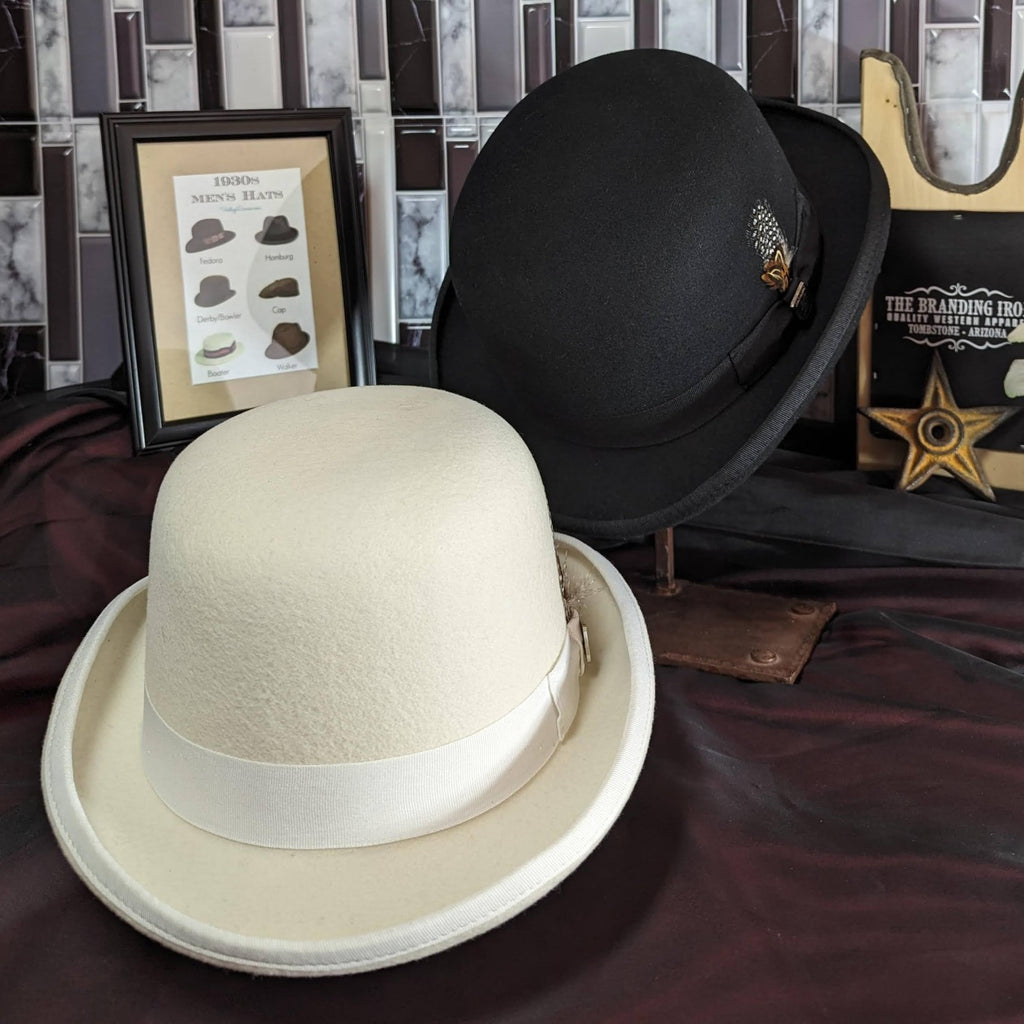 The "Monroe Derby" Hat by Stacy Adams SAW506-PACK Ivory Black Front Side View