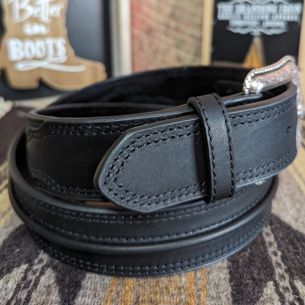Black Ariat Leather Belt Center Bump A1019401 Loop View