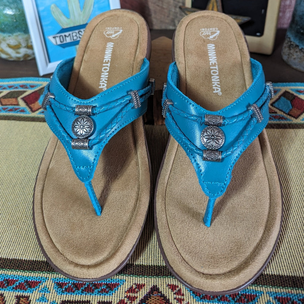 Women's Sandal the "Silverthorne 360" by Minnetonka Moccasins 504203 Turquoise Front View