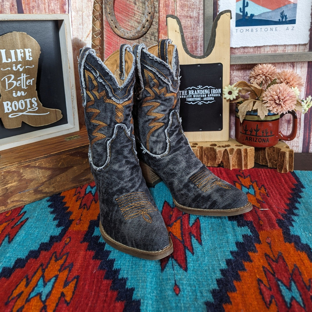 Women's Denim Boots "Y'all Need Dolly" by Dingo  DI 950 Front View