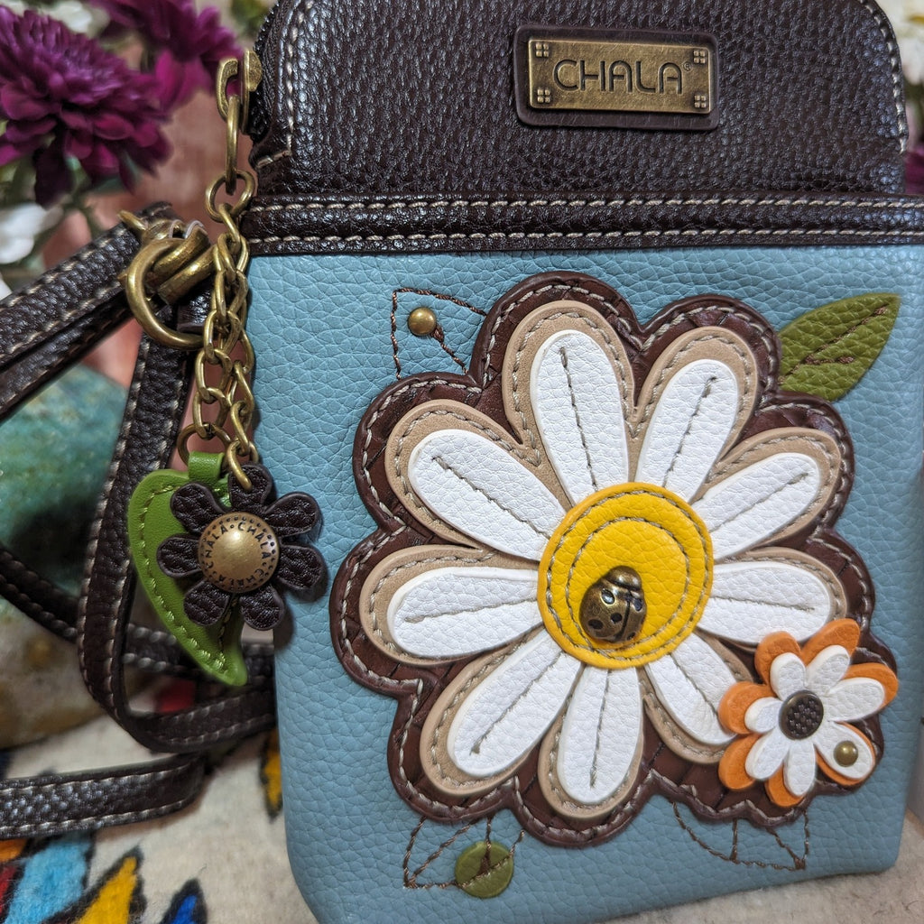 Flower Cellphone Crossbody Purses by Chala Front Detailed View