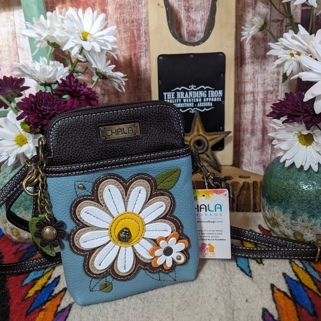 Flower Cellphone Crossbody Purses by Chala Daisy Front View