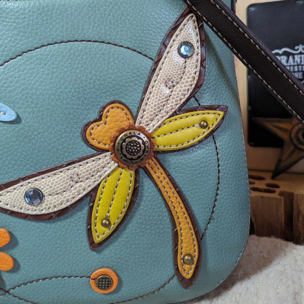 Crescent Crossbody "Dragonfly" Tote by Chala 816DF4 Detailed View