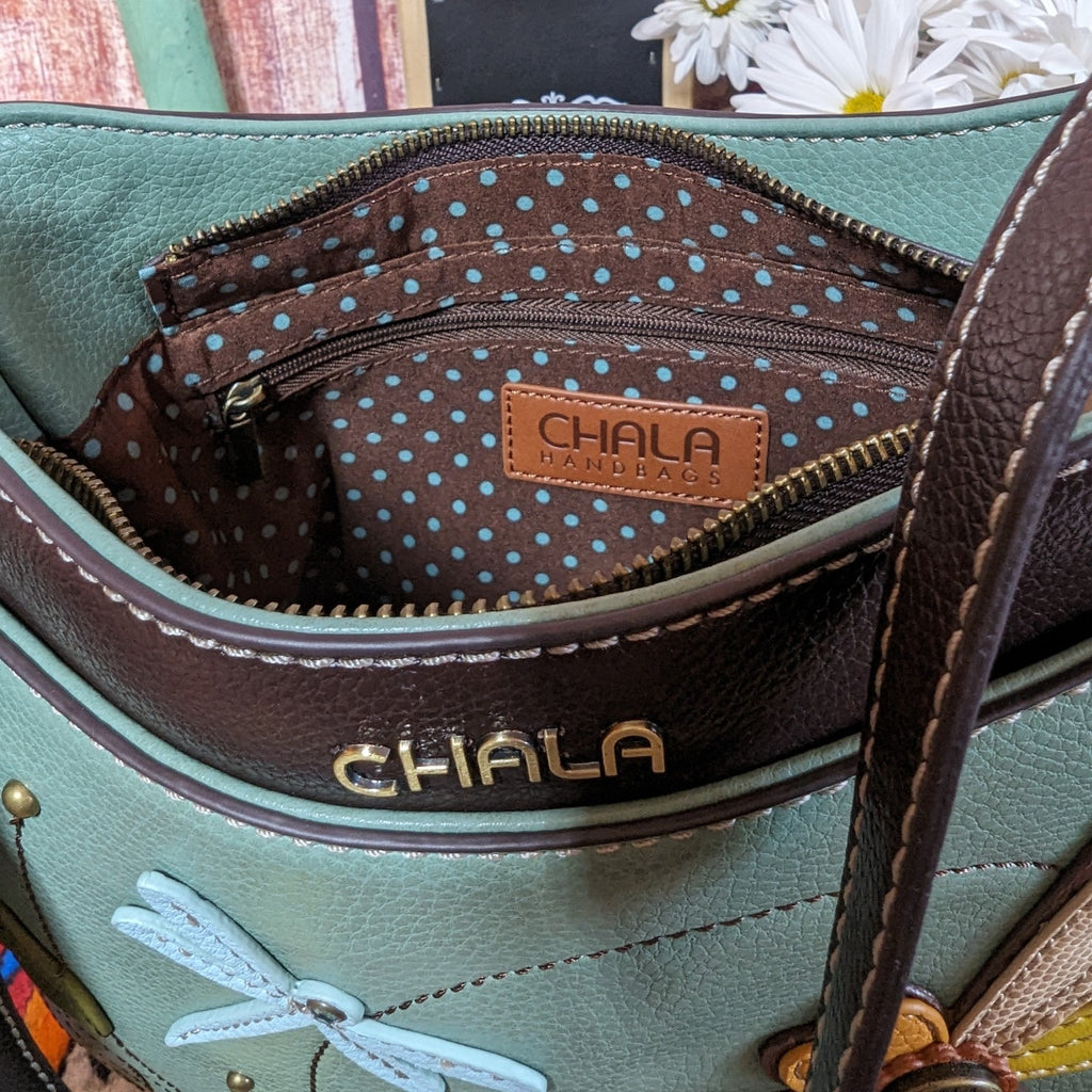 Crescent Crossbody "Dragonfly" Tote by Chala 816DF4 Inside View