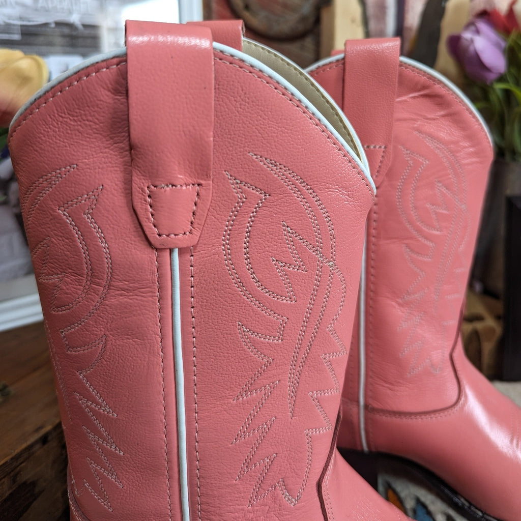 Gradeschool Leather Boots in Pink by Old West 8119 Detailed View