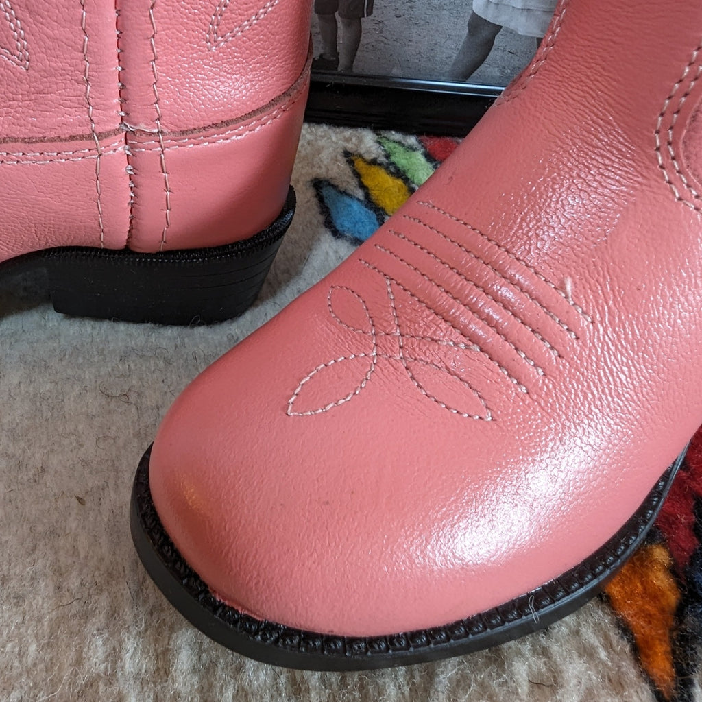 Toddler Leather Boots in Pink by Old West 3119 size 4-9 Detailed View