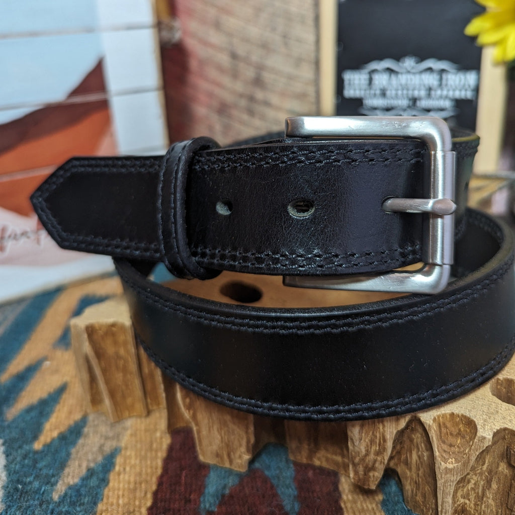 Handcrafted "Mason" Leather Belt by Gingerich 122-18/122-36 Front View