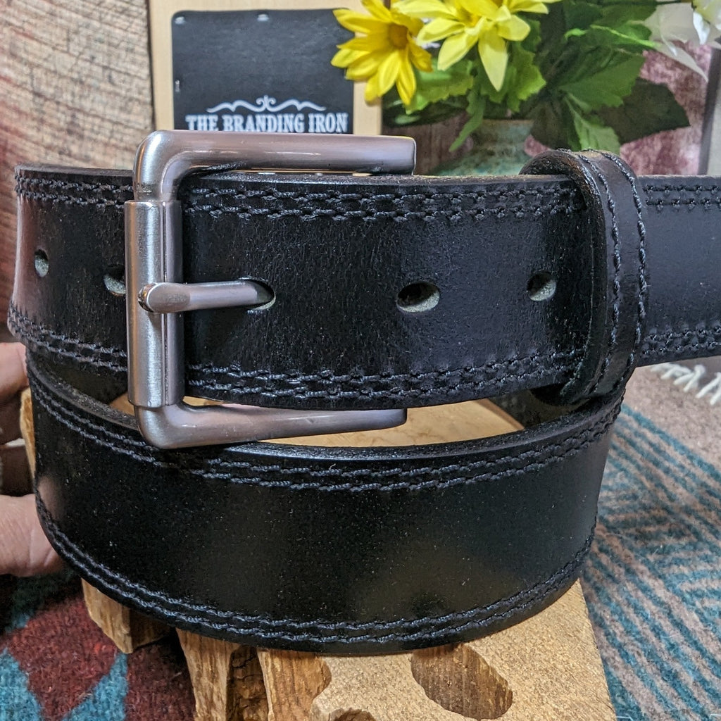Handcrafted "Mason" Leather Belt by Gingerich 122-18/122-36 Detailed View