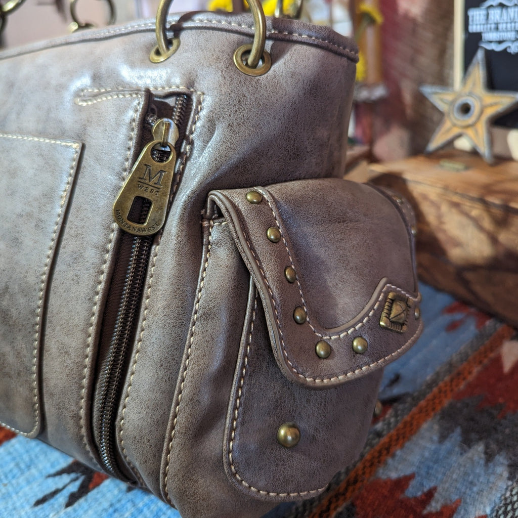 Aztec Collection Concealed Carry Satchel and Wallet Set by Montana West  MW856G-8085 Side Detailed View