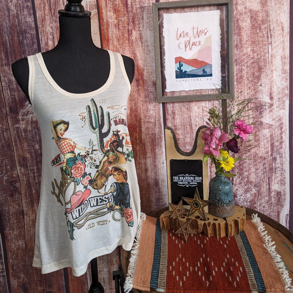 Women’s Vintage Tank Top "Howdy" by Liberty Wear    7526 Front View