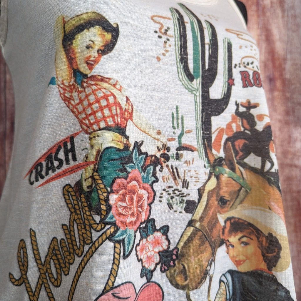 Women’s Vintage Tank Top "Howdy" by Liberty Wear    7526 Detailed View