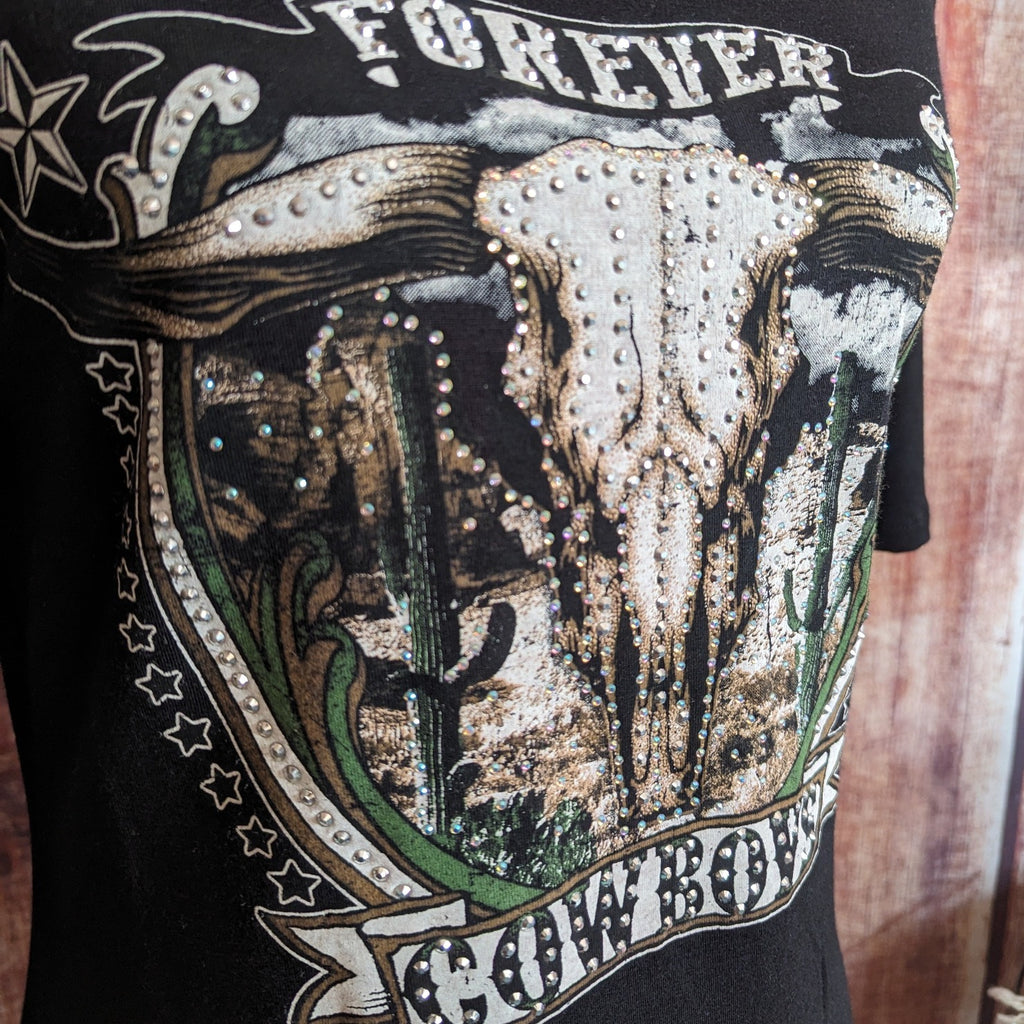 Liberty Wear "Forever Cowboy" Black T-Shirt 7042 Detailed View