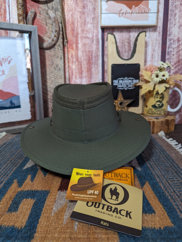 Cotton Hat the “Mariner” by Outback 14728 Olive Back View