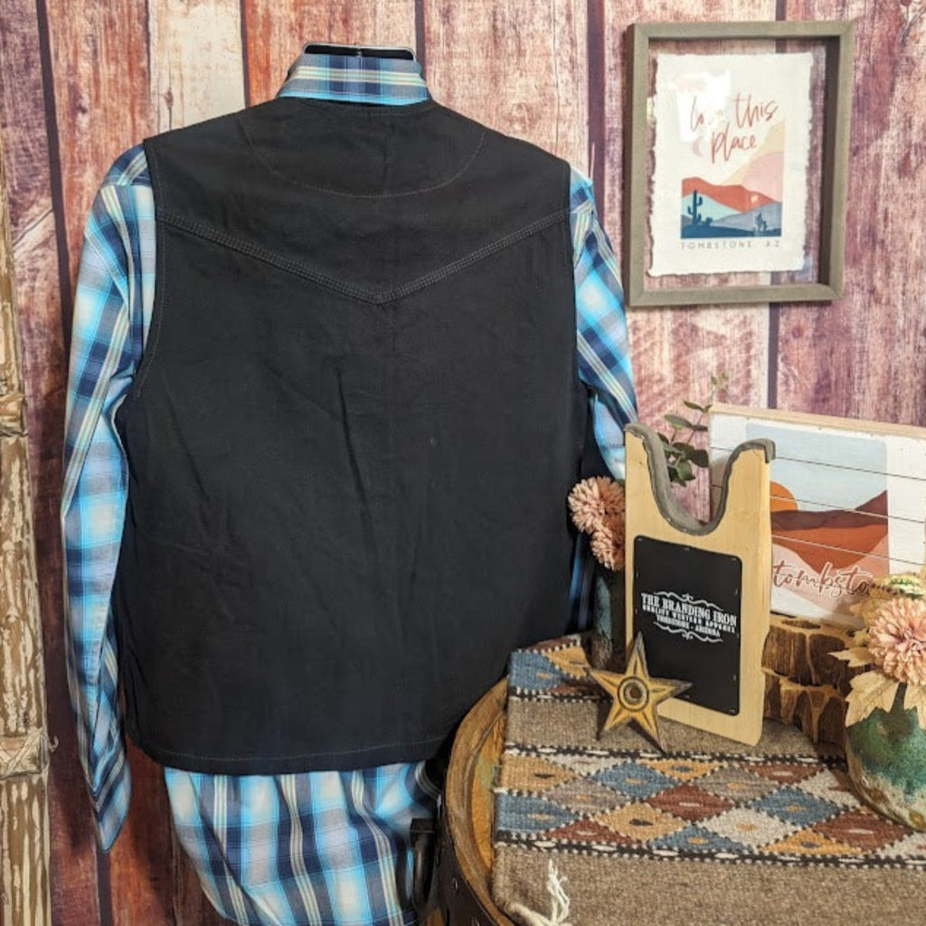 Conceal Carry Vest, the "Texas" by Wyoming Traders Back View Black
