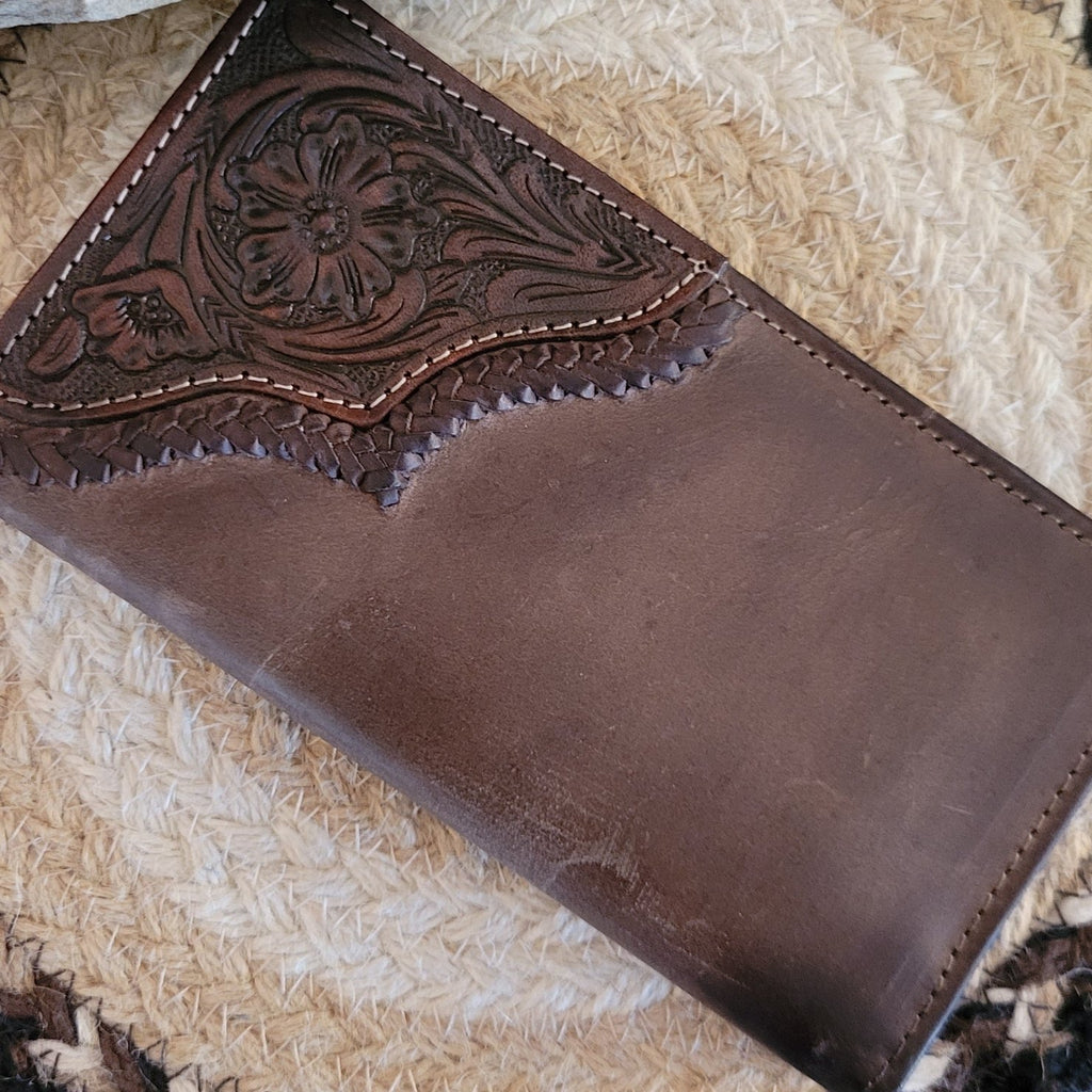 Rodeo Tooled Leather Checkbook Wallet by Nocona N500035002 Detailed View