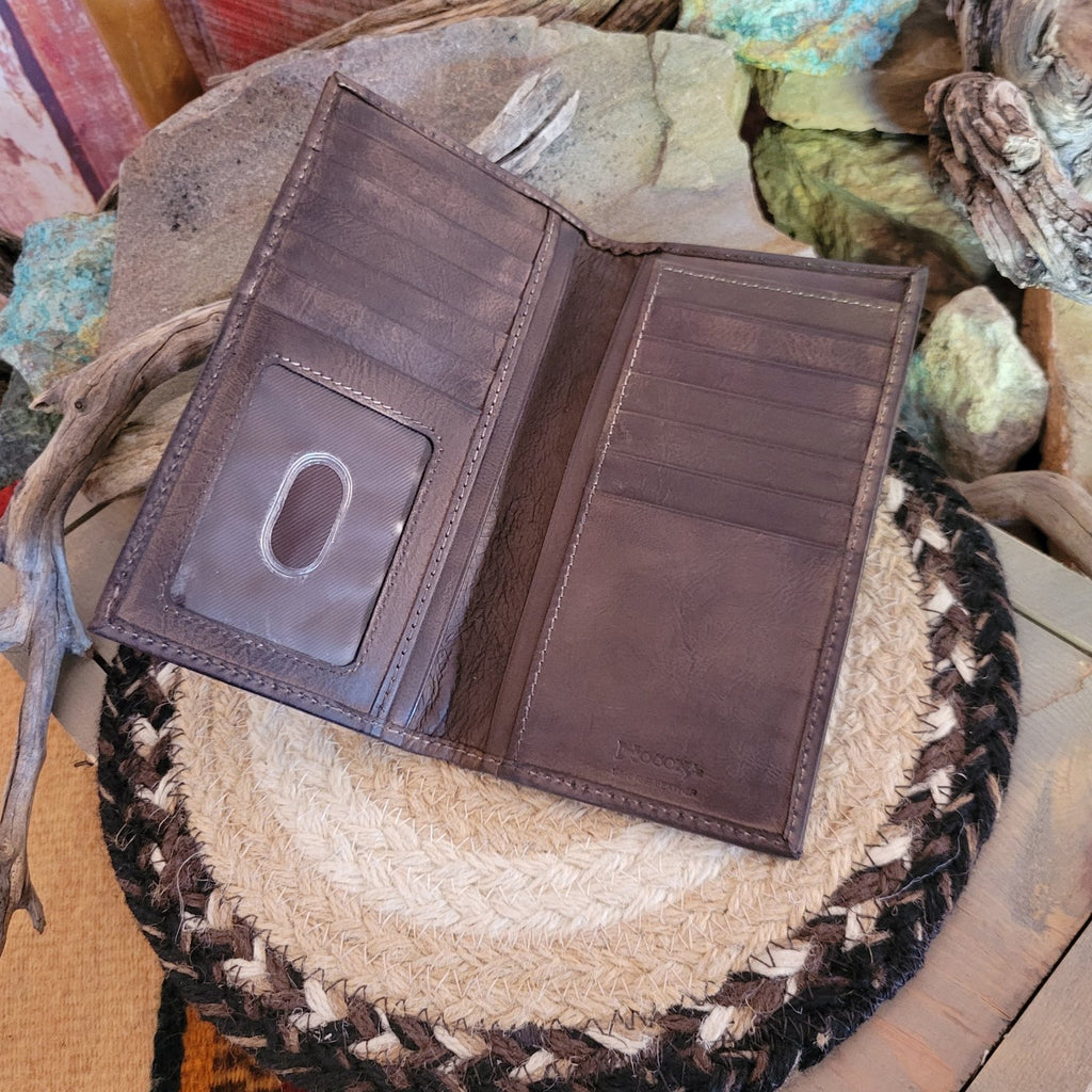 Rodeo Tooled Leather Checkbook Wallet by Nocona N500035002 Open View