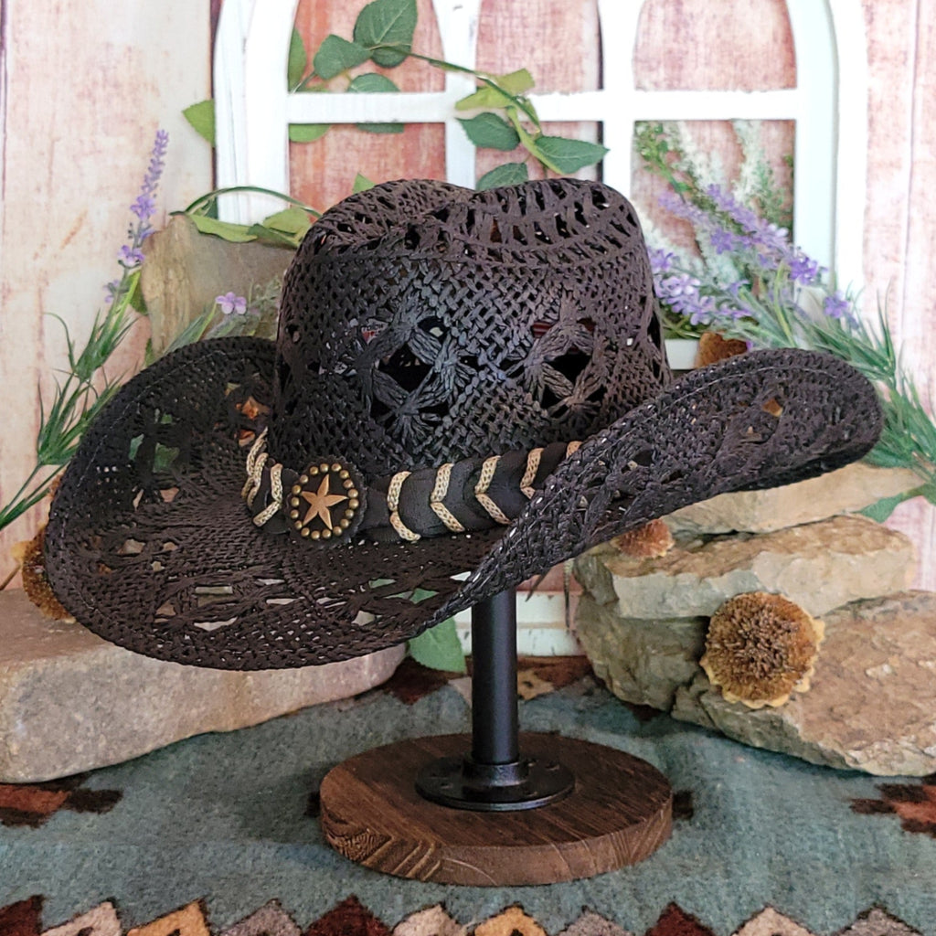 Straw Hat the "Naughty Girl" by Run a Muck 2649 Front Side View Black