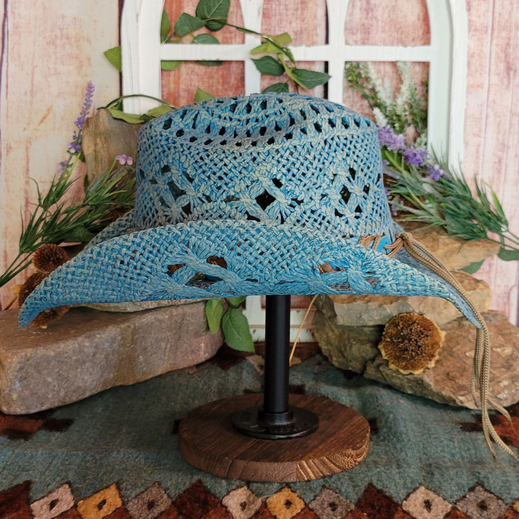Straw Hat the "Naughty Girl" by Run a Muck 2649 Side View Turquoise 