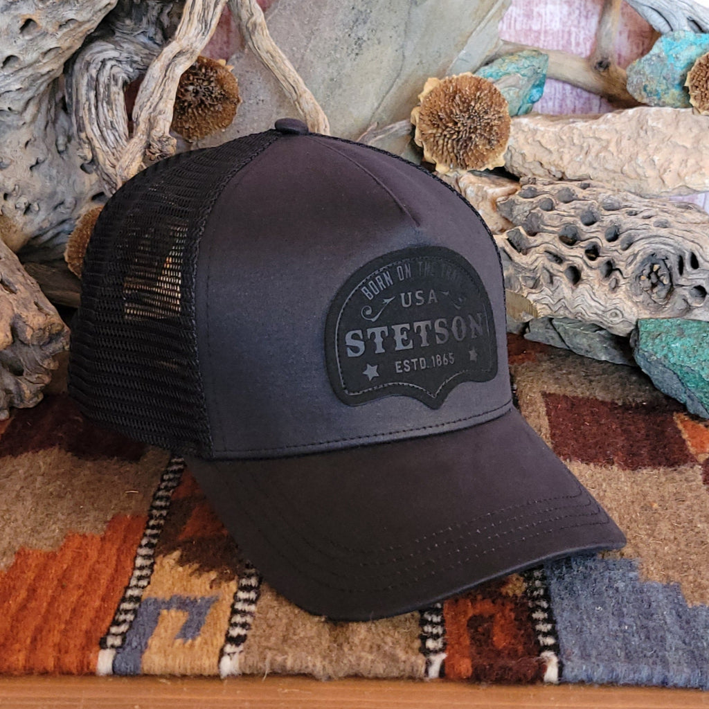 Trucker Cap "Born On The Trail" by Stetson 11-077-0102-0105 BL Front Side View