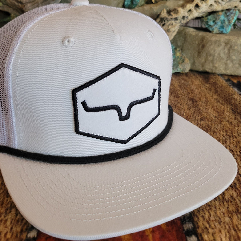 A close-up view of the black Kimes Ranch logo on the front.