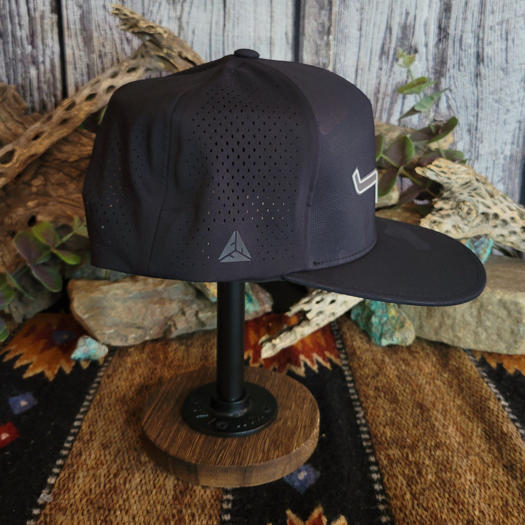 The side of the cap showcases the breathable fabric.