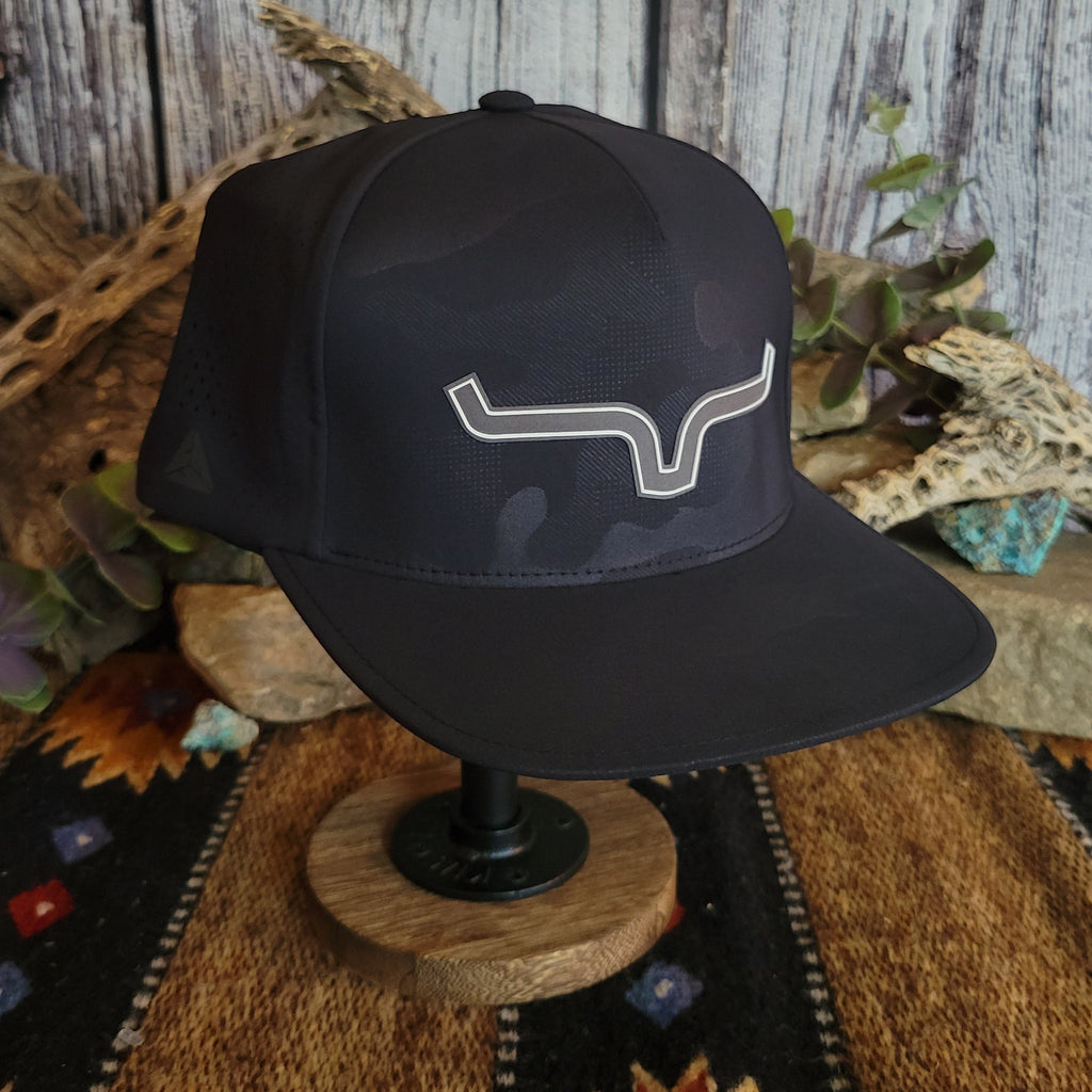 Black camo cap with Kimes Ranch logo on the front.