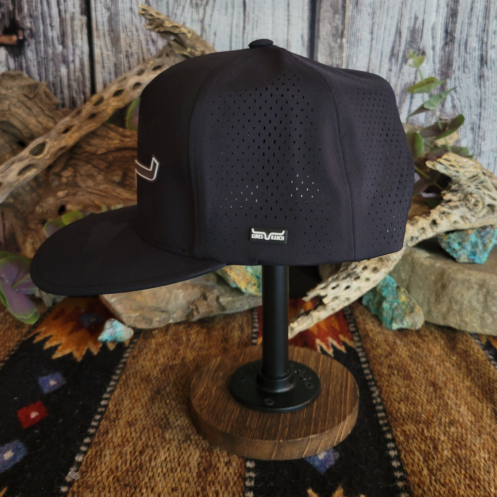 The side of the cap showcases the breathable fabric.