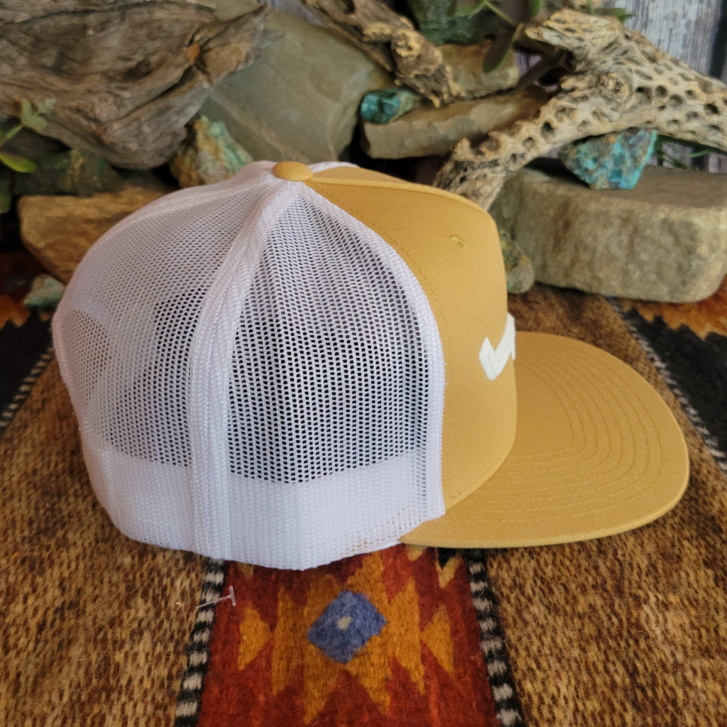 White mesh paneling on the side of the cap.