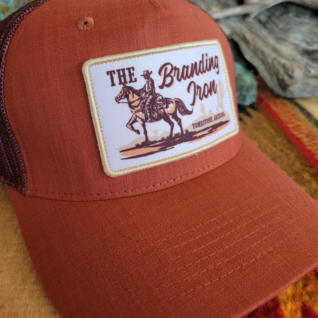 The Branding Iron embroidered patch close-up.