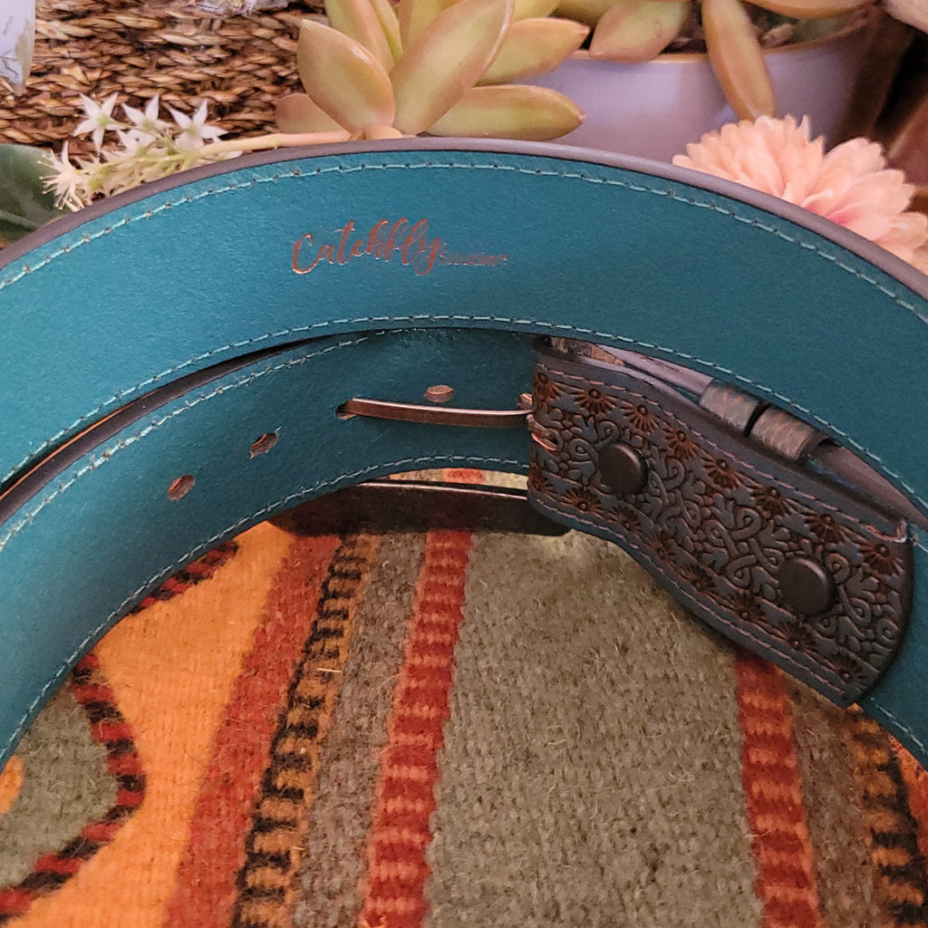 Women's Belt With Turquoise Wash by Catchfly  22093BE16 Detailed Inside View