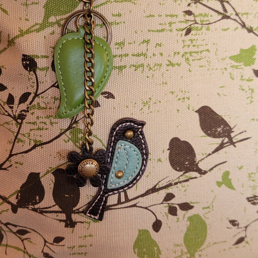 Women's Bird Safari Canvas Tote by Chala 912PB0 Detailed Key Chain View