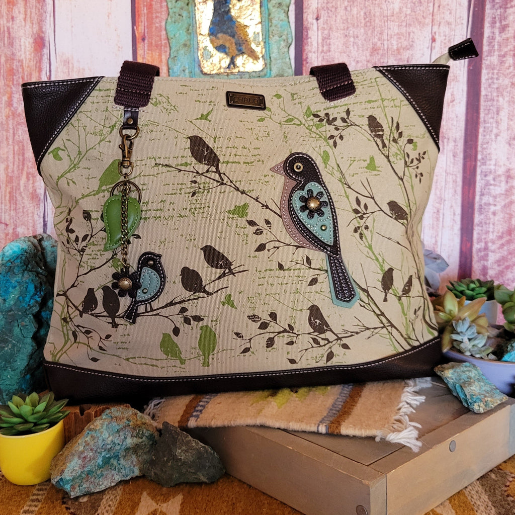 Women's Bird Safari Canvas Tote by Chala 912PB0 Front View..