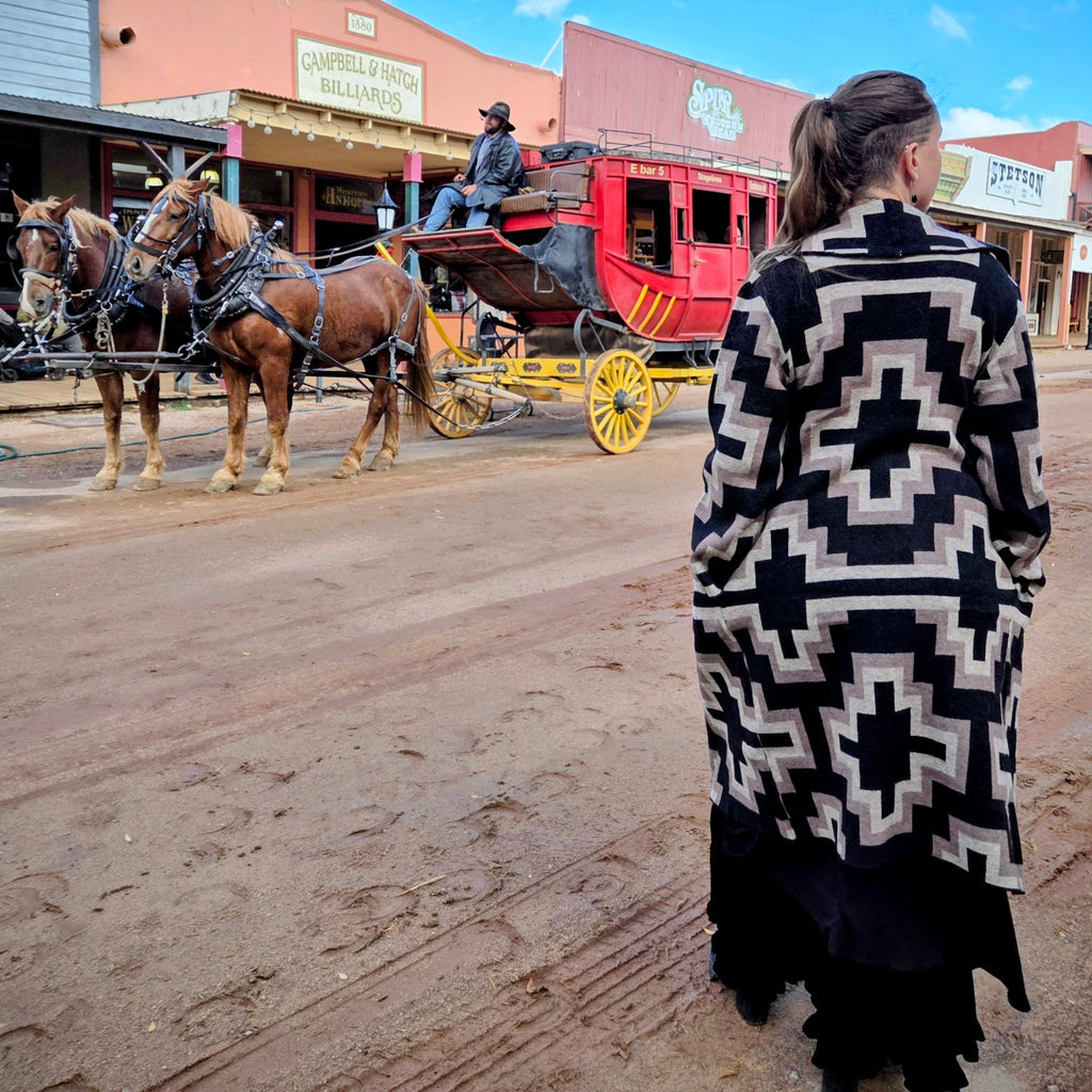 Women's Blanket Style "Barrel" Cardigan by Ariat back view