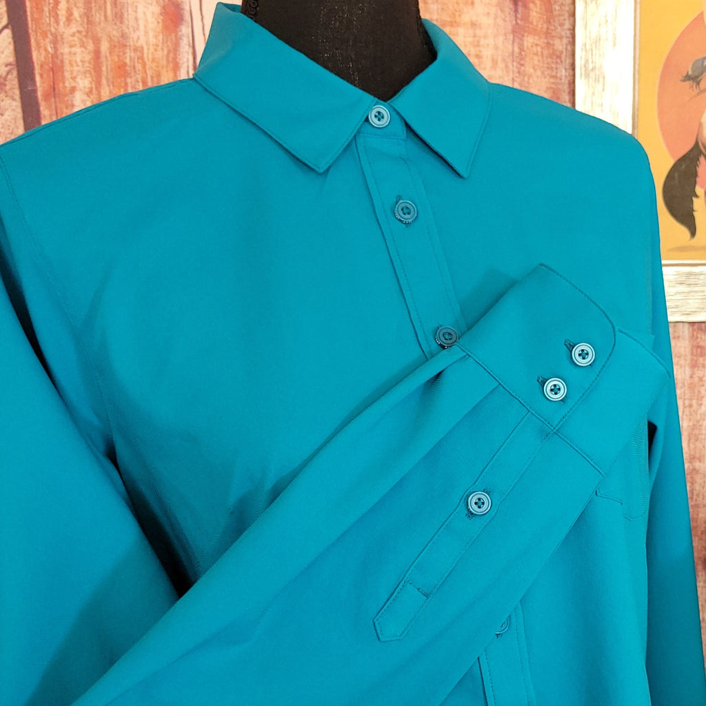 Women's Blue Kirby Pro Long Sleeve Shirt by Ariat 10058836 Detailed SLeeve View