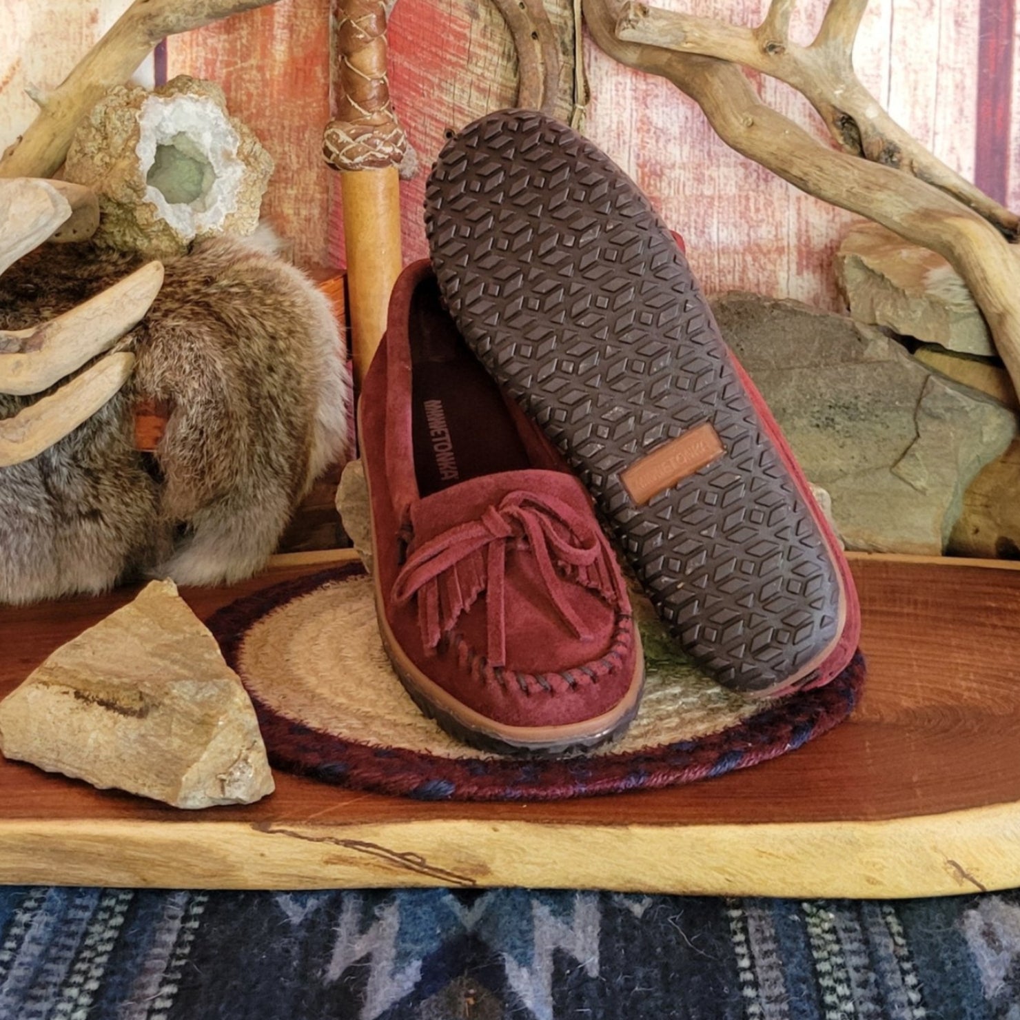Women s Burgundy Kilty Tread Moccasin by Minnetonka 379A The Branding Iron Tombstone AZ