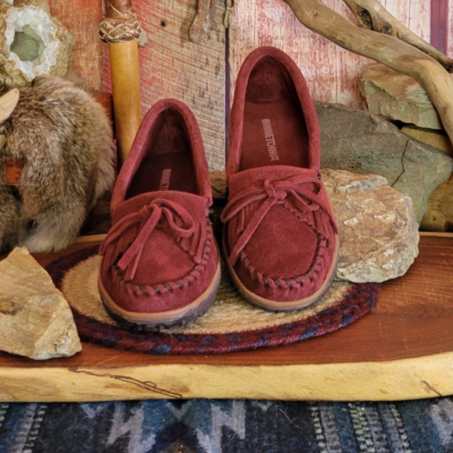 Women s Burgundy Kilty Tread Moccasin by Minnetonka 379A The Branding Iron Tombstone AZ