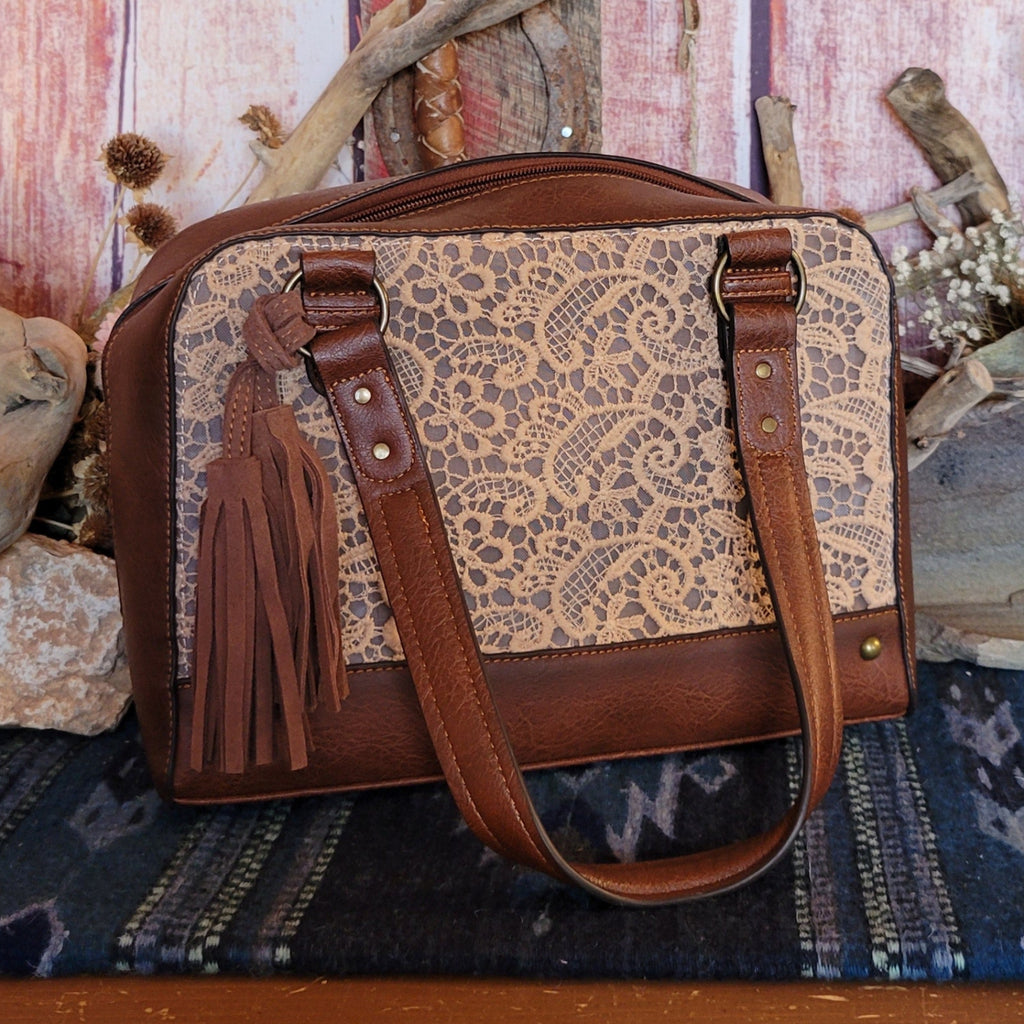 Women's Concealed Carry Lace Satchel Tote by Justin 22104653 Front View