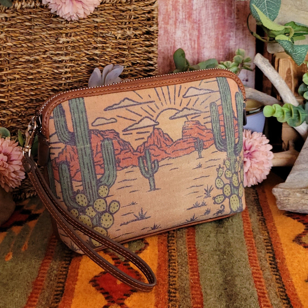 Women's Desert Scape Cosmetics Bag by Red Dirt Hat Co.  2510425261 Front View