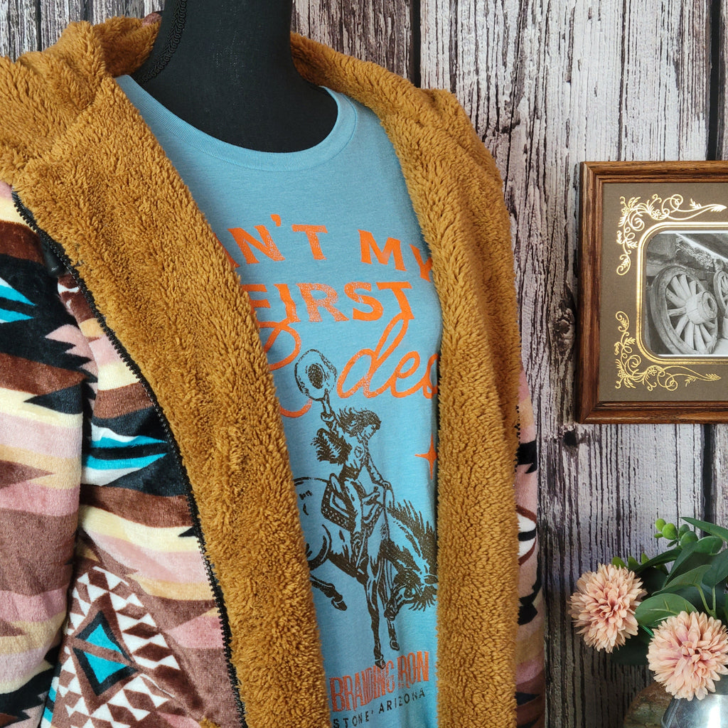 Women's Fleece Jacket by All Weather Outwear pink aztec design