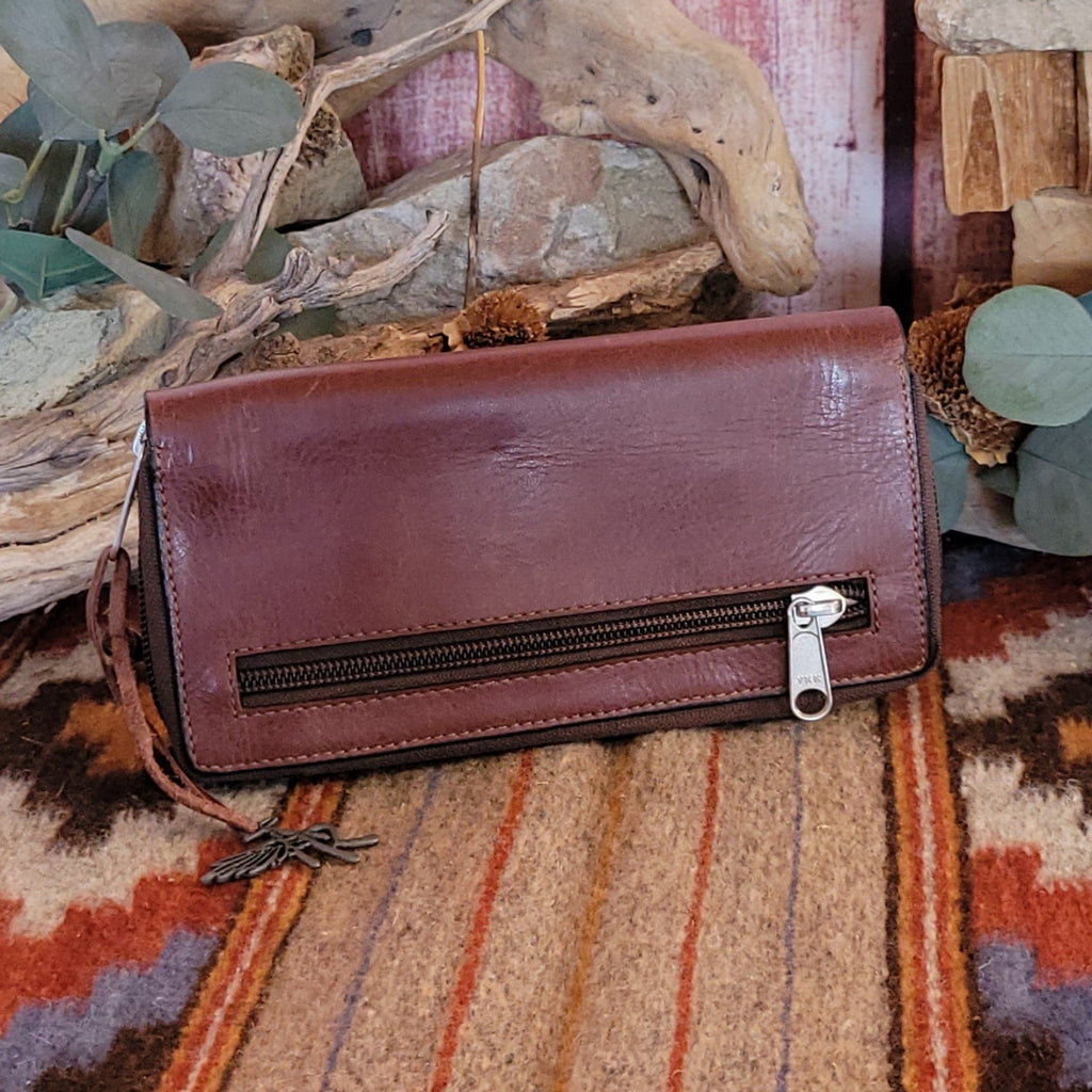Women's Floral Tooled Leather Wallet by Angel Ranch D330006202 Back View