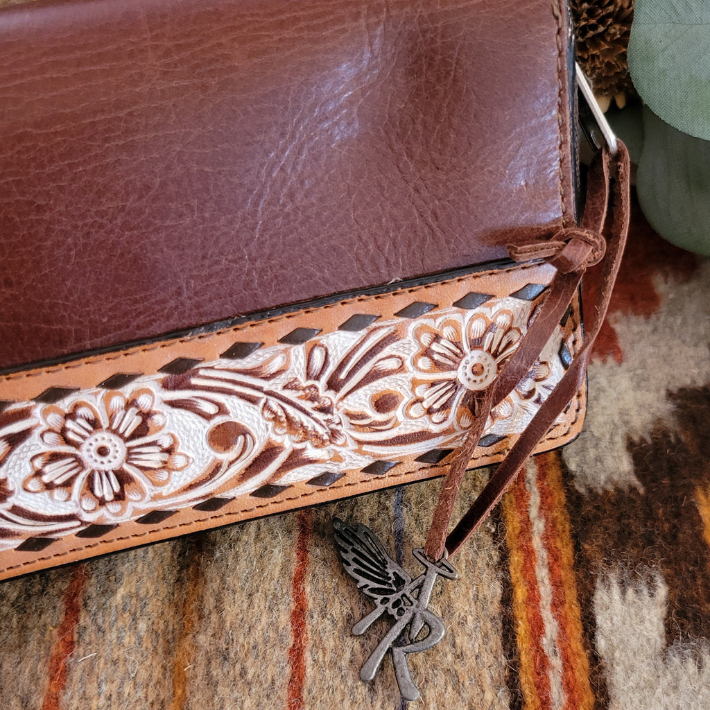 Women's Floral Tooled Leather Wallet by Angel Ranch D330006202 Detailed View