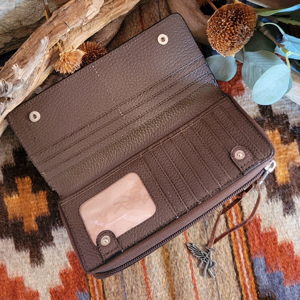 Women's Floral Tooled Leather Wallet by Angel Ranch D330006202 Inside View