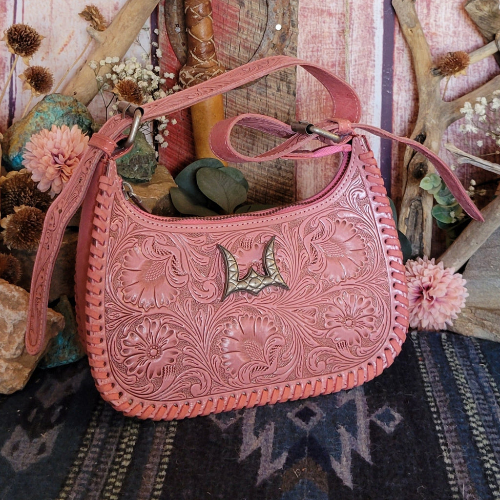 Women's Hand Tooled "Dannia" Leather Bag by Loyal West LW-SS25-041 SB Front View..