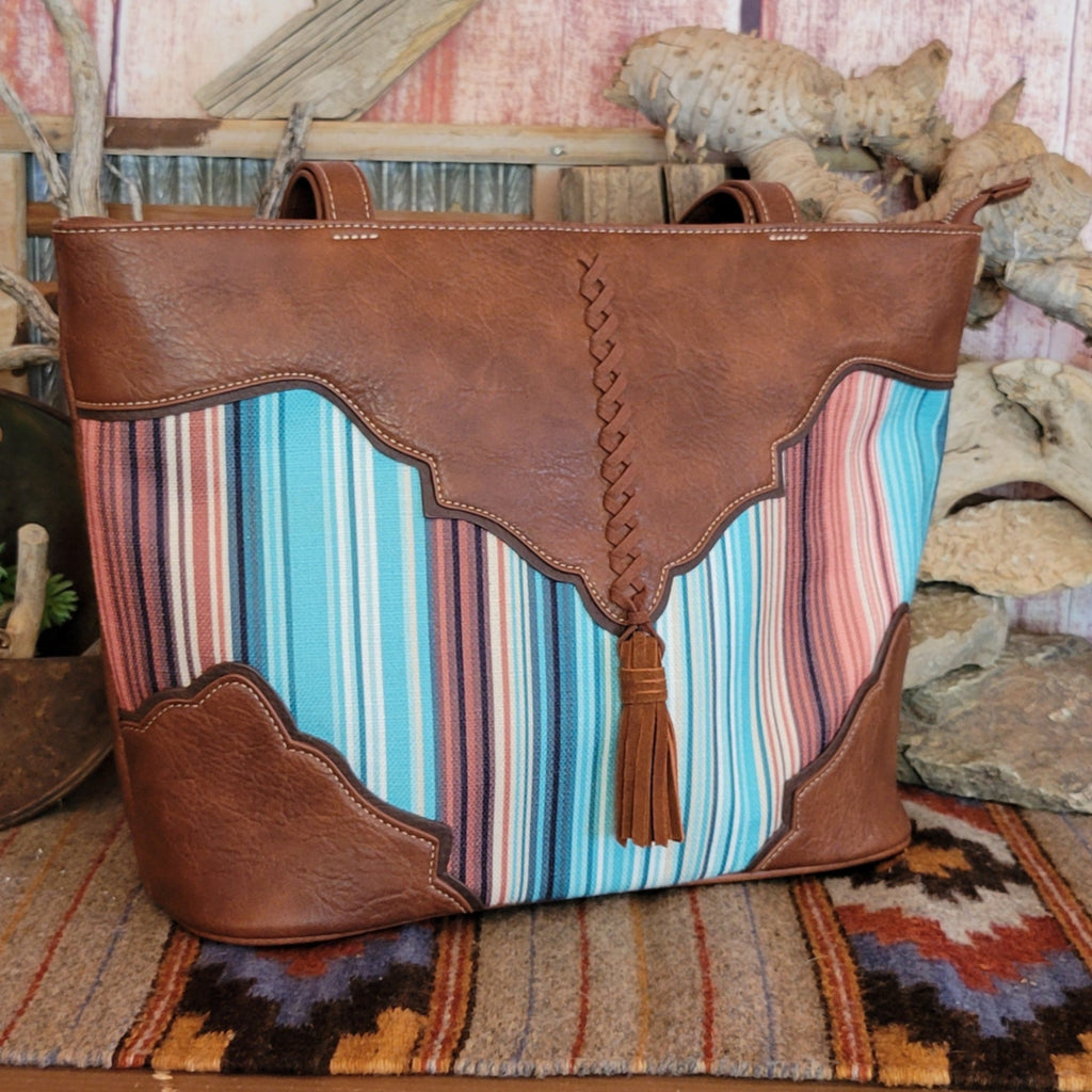 Women's Multi Colored Striped Concealed Carry Tote by Catchfly 2510170531 Front View without handle