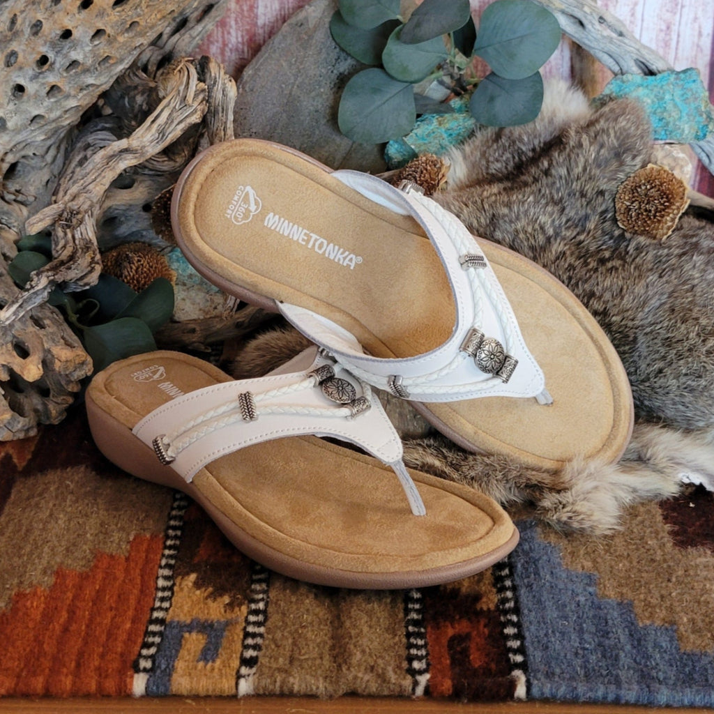 Women's Sandal "White Silverthorne 360" by Minnetonka 504100 Front Side View
