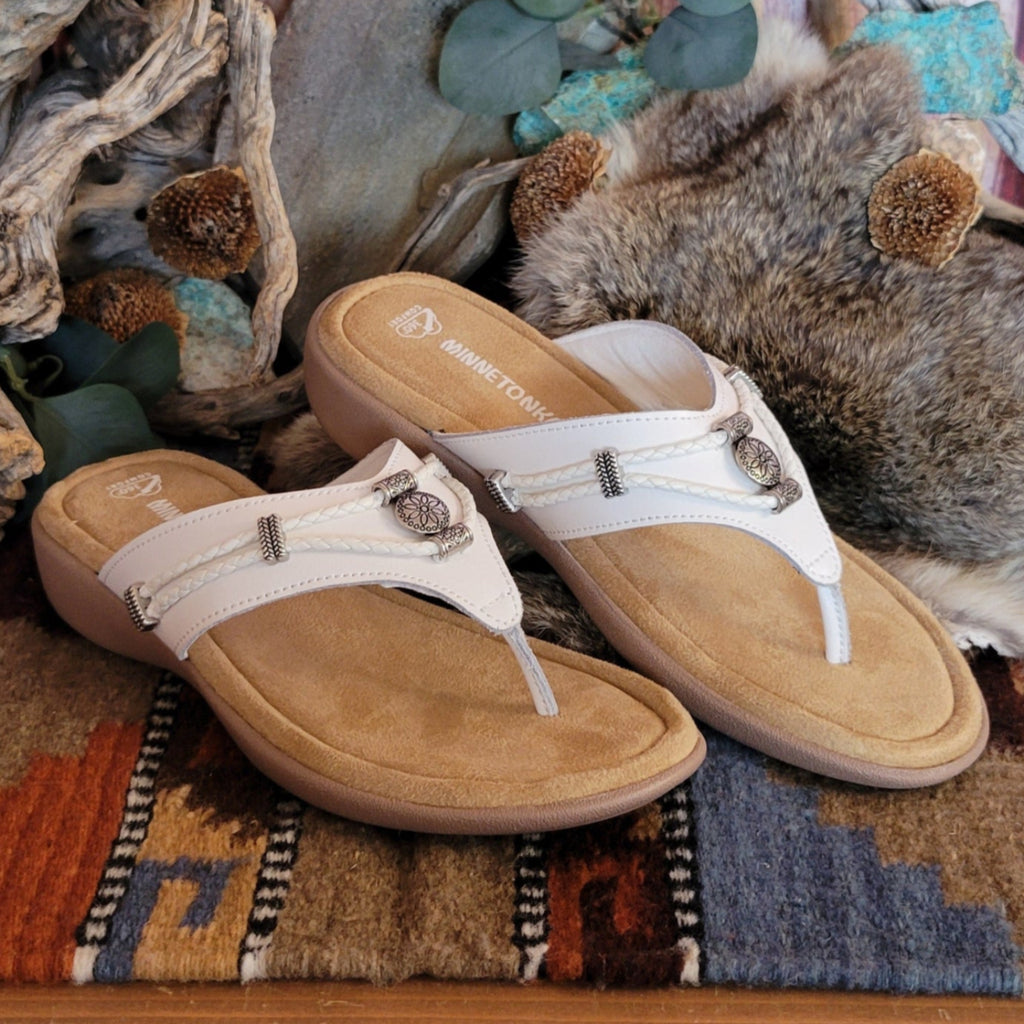 Women's Sandal "White Silverthorne 360" by Minnetonka 504100 Side View