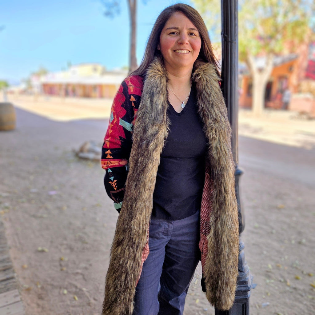 Women's Southwestern Sweater 100% cotton Cardigan by Panhandle on model