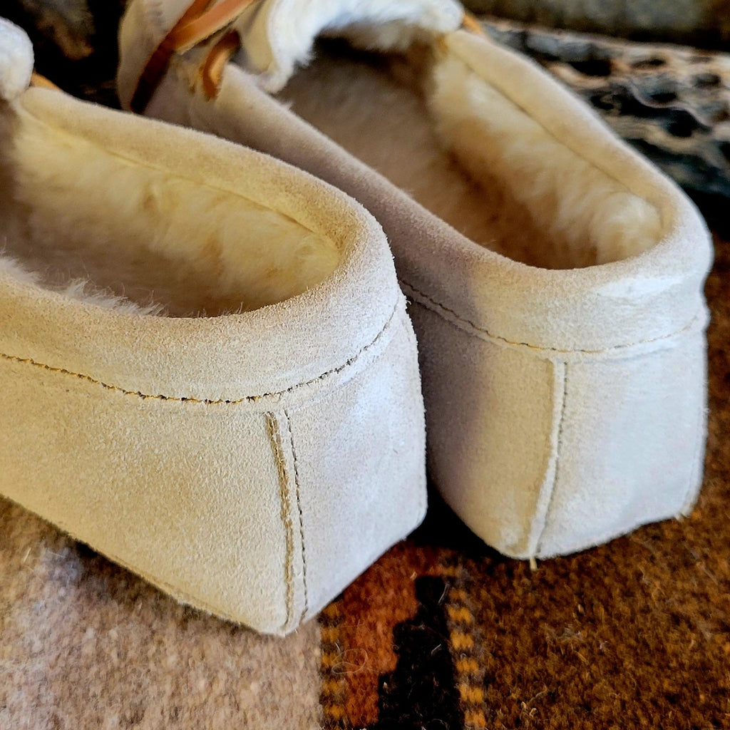 Close-up of the heels on the moccasin.